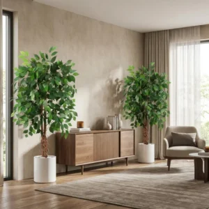 4ft Artificial Ficus Trees Set of 2 with 420 Flat Leaves