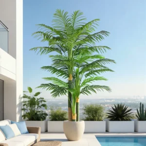 7FT Artificial Palm Tree, 1 Pack Anti-Tip Beige Planter, Lifelike Faux Tropical Plant