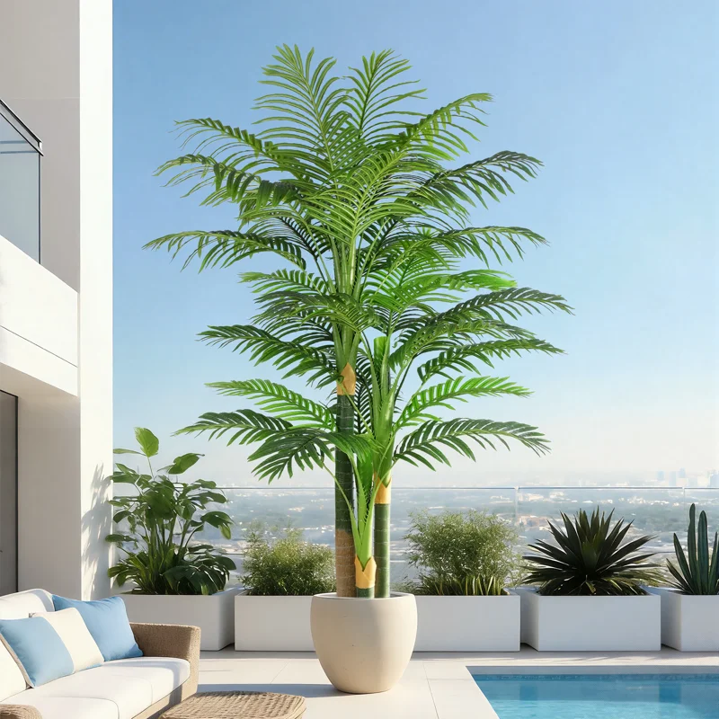 7FT Artificial Palm Tree, 1 Pack Anti-Tip Beige Planter, Lifelike Faux Tropical Plant